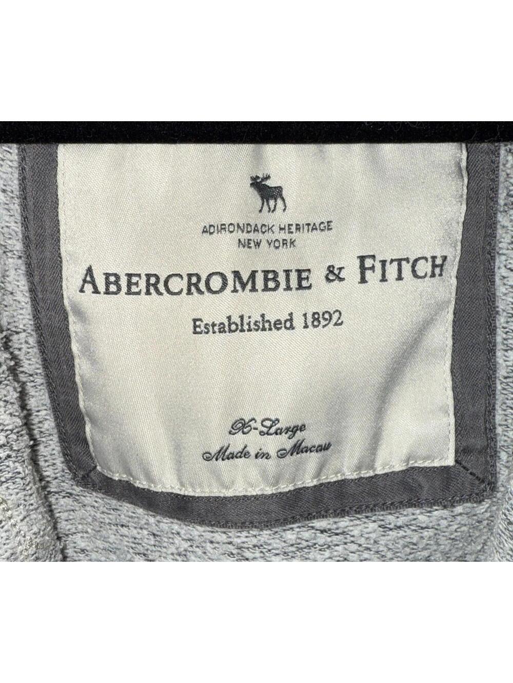 Abercrombie & Fitch NY Womens Distressed Hoodie Gray Full Zip Y2K logo preppy - Picture 6 of 9